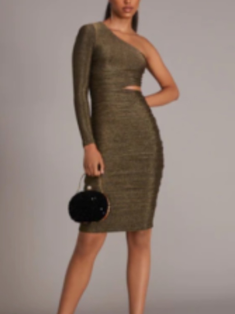 NWT One-Shoulder Gold Bodycon Dress